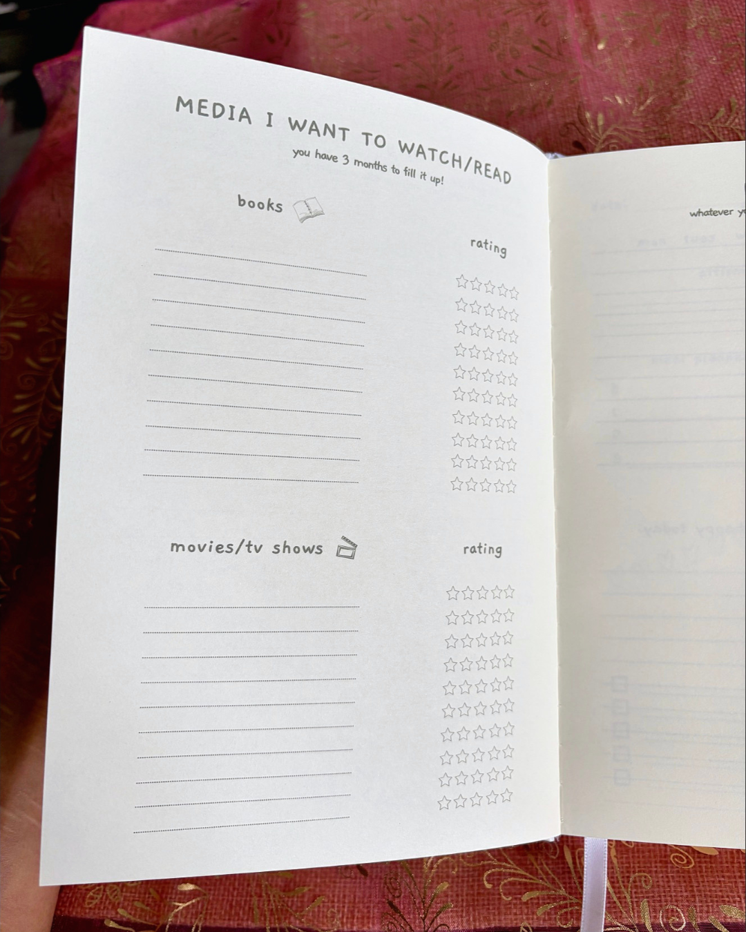Self-Care Journal - 3 month planner & guided journal + handmade bookmark